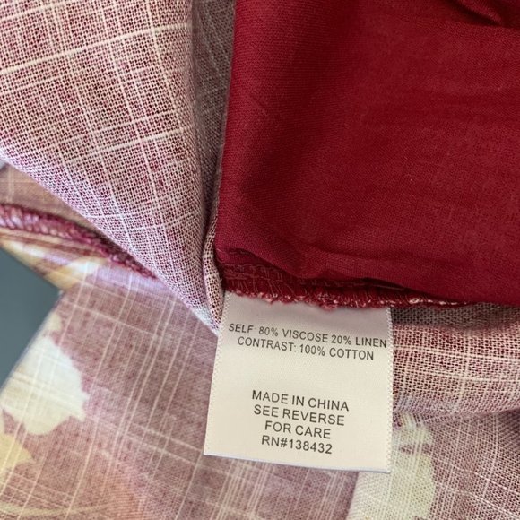 Modcloth Burgundy Tropical Print Linen Blend Wide Leg Capris Si…NEW/TAGS - Picture 7 of 7